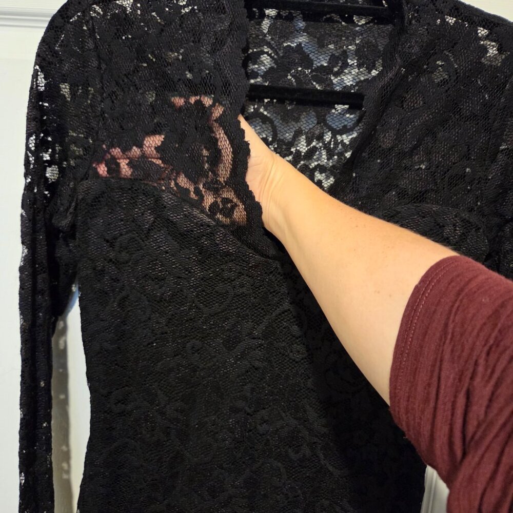 Dolce Vita Black Lace Long Sleeve Dress Womens Medium New Years Eve outfit - Picture 5 of 6